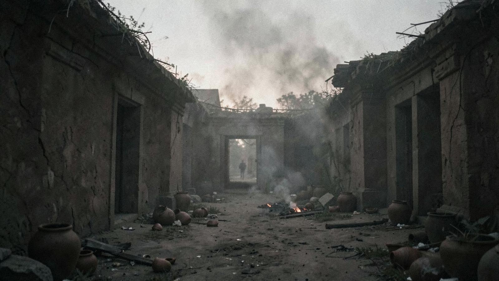 A quiet abandoned village at dawn